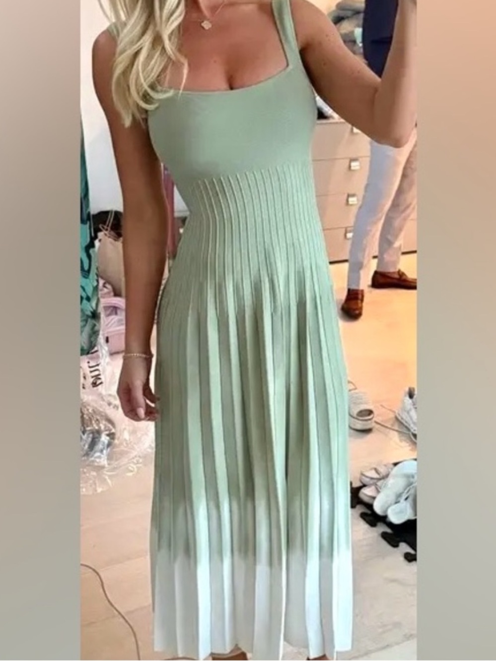 🌺🎉HP🎉🌺 NWT Staud Ellison Midi Dress Jade Tie Dye 🌟Rare🌟 - Picture 2 of 16